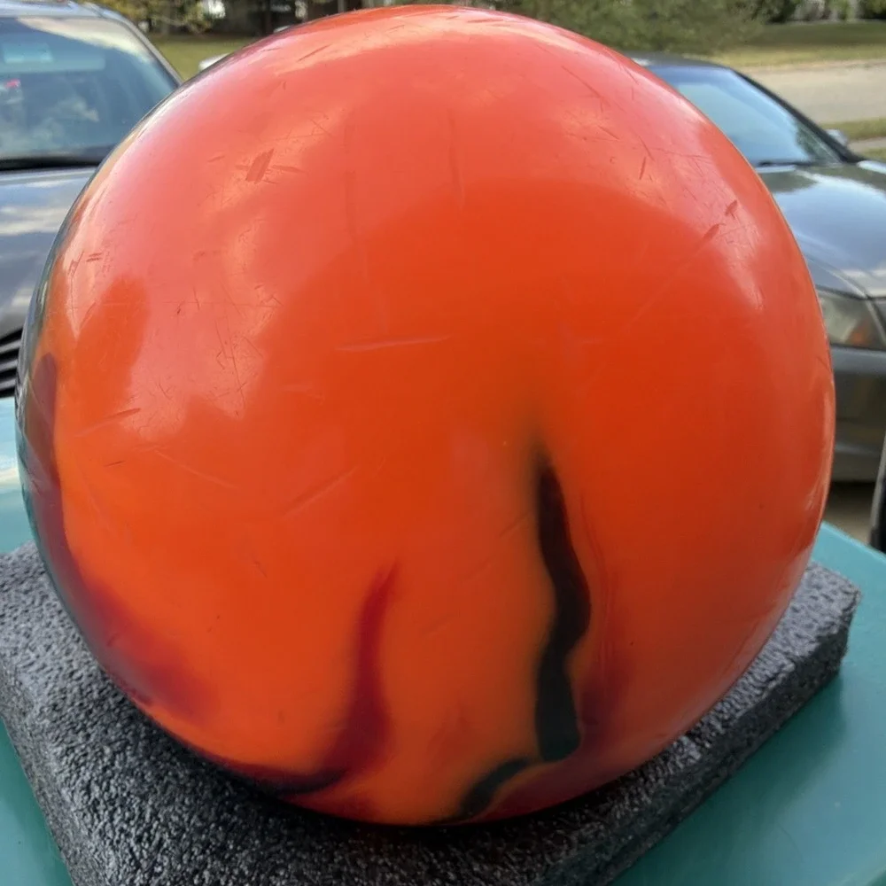 Columbia 300 Drilled 15lb Bowling Ball Red Black Orange Swirl Made In USA